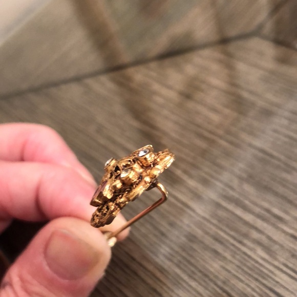 Vintage FLORENZA Stick Pin brooch Green Enamel & Rhinestones - Picture 13 of 16